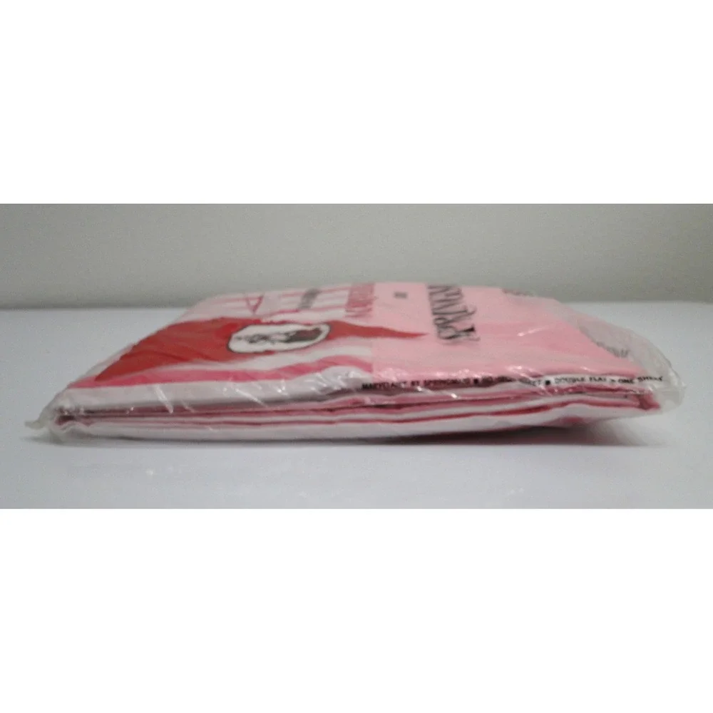 Vintage Springmaid Marvelaire Pink White Striped Double Flat Sheet New USA Made